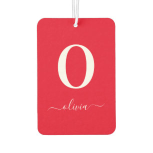 Name des Monogrammskripts Personalisiert rot und w Autolufterfrischer