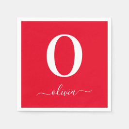 Name des Monogrammskripts Personalisiert rot und w Serviette