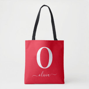 Name des Monogrammskripts Personalisiert rot und w Tasche