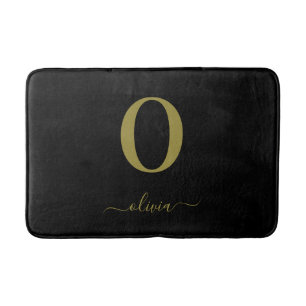 Name des Monogrammskripts Personalisiert Schwarz u Badematte