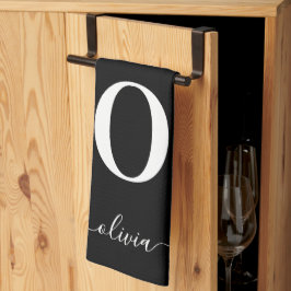 Name des Monogrammskripts Personalisiert schwarz u Geschirrtuch