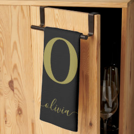 Name des Monogrammskripts Personalisiert Schwarz u Geschirrtuch