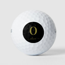 Name des Monogrammskripts Personalisiert Schwarz u Golfball