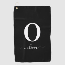 Name des Monogrammskripts Personalisiert schwarz u Golfhandtuch