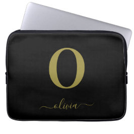 Name des Monogrammskripts Personalisiert Schwarz u Laptopschutzhülle