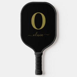 Name des Monogrammskripts Personalisiert Schwarz u Pickleball Schläger