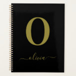 Name des Monogrammskripts Personalisiert Schwarz u Planer<br><div class="desc">Dieses elegante Monogramm und das elegante Script-Namensdesign können als Geschenk für Geburtstag,  Gastgeschenk Hochzeit,  Brautparty oder jede Gelegenheit gegeben werden. Es kann mit dem Namen und dem Namen der Person angepasst werden.</div>