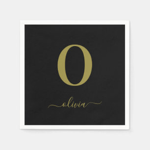 Name des Monogrammskripts Personalisiert Schwarz u Serviette
