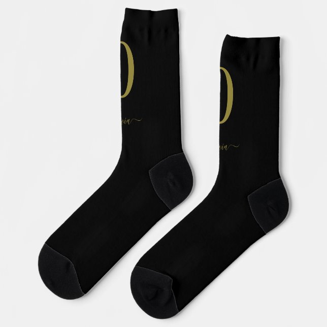 Name des Monogrammskripts Personalisiert Schwarz u Socken (Linkes Detail)