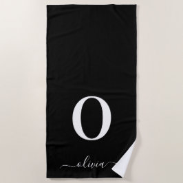 Name des Monogrammskripts Personalisiert schwarz u Strandtuch