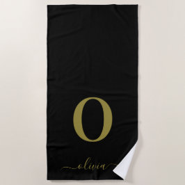 Name des Monogrammskripts Personalisiert Schwarz u Strandtuch