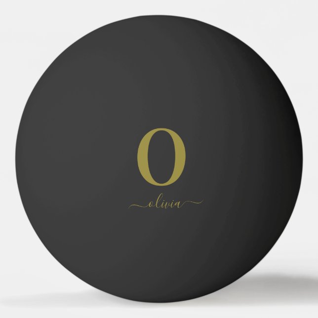 Name des Monogrammskripts Personalisiert Schwarz u Tischtennisball (Vorderseite)