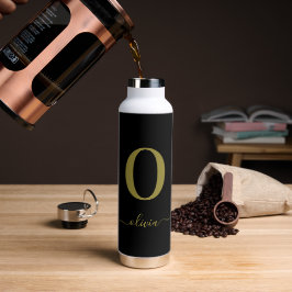 Name des Monogrammskripts Personalisiert Schwarz u Trinkflasche