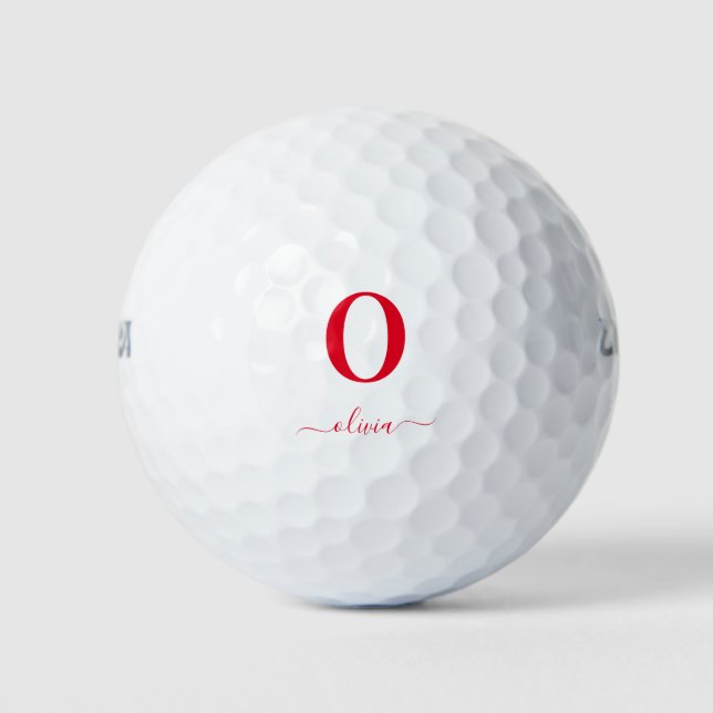 Name des Monogrammskripts Personalisiert weiß und  Golfball (Vorderseite)