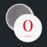 Name des Monogrammskripts Personalisiert weiß und  Magnet<br><div class="desc">Dieses elegante Monogramm und das elegante Script-Namensdesign können als Geschenk für Geburtstag,  Gastgeschenk Hochzeit,  Brautparty oder jede Gelegenheit gegeben werden. Es kann mit dem Namen und dem Namen der Person angepasst werden.</div>