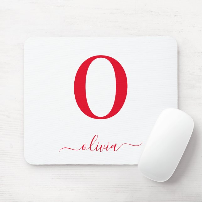 Name des Monogrammskripts Personalisiert weiß und  Mousepad (Mit Mouse)