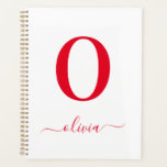 Name des Monogrammskripts Personalisiert weiß und Planer<br><div class="desc">Dieses elegante Monogramm und das elegante Script-Namensdesign können als Geschenk für Geburtstag, Gastgeschenk Hochzeit, Brautparty oder jede Gelegenheit gegeben werden. Es kann mit dem Namen und dem Namen der Person angepasst werden.</div>
