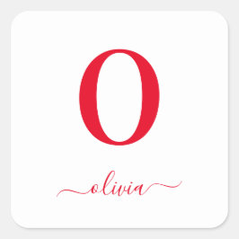Name des Monogrammskripts Personalisiert weiß und  Quadratischer Aufkleber