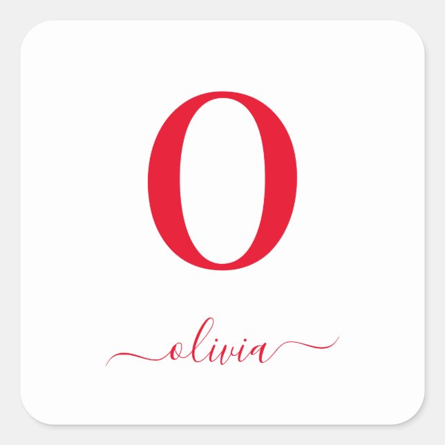 Name des Monogrammskripts Personalisiert weiß und  Quadratischer Aufkleber (Vorderseite)