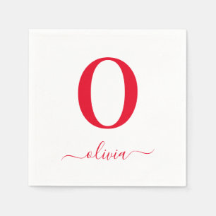 Name des Monogrammskripts Personalisiert weiß und Serviette