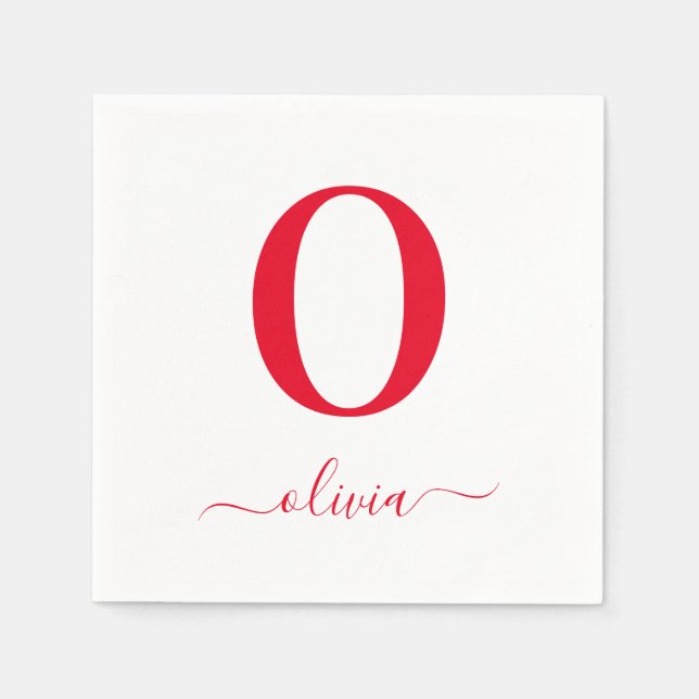 Name des Monogrammskripts Personalisiert weiß und  Serviette (Vorderseite)