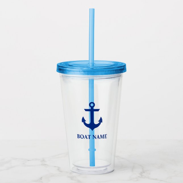 Name des Nautic Anchor Boat Blue Acryltrinkbecher (Vorderseite)