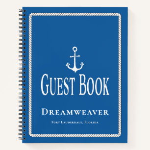 Name des nautical Blue Anchor Guest Book Boat Notizbuch