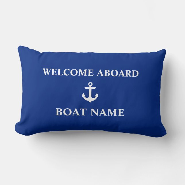 Name des nautical Blue willkommen auf dem Schiff Lendenkissen (Vorderseite)