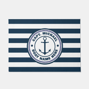 Name des nautischen, blauen Schiffs an Bord Fußmatte