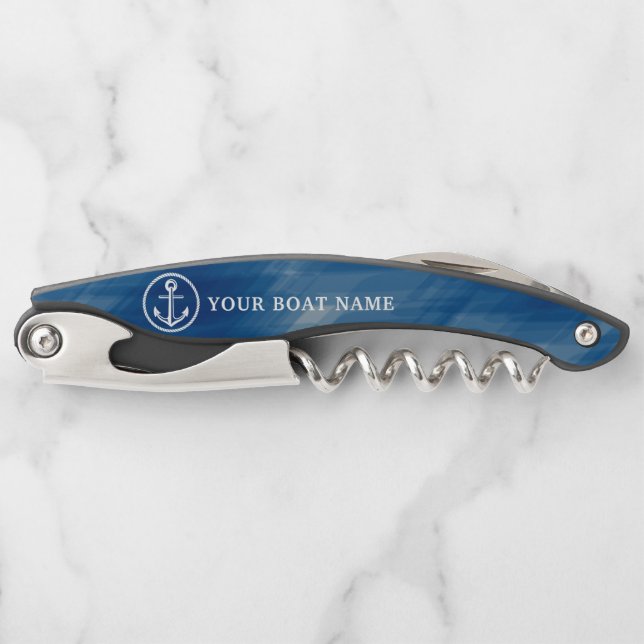 Name des nautischen Blue Boats Anchor und Seil Kellnermesser (Vorderseite)
