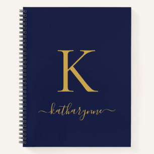 Name des Navy Blue Gold Monogram Notizbuch