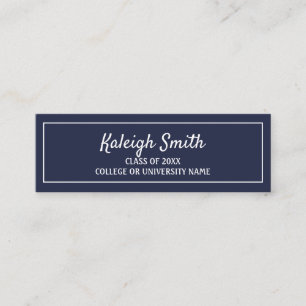 Name des navy Blue White Abschluss Telefonnummerkarte