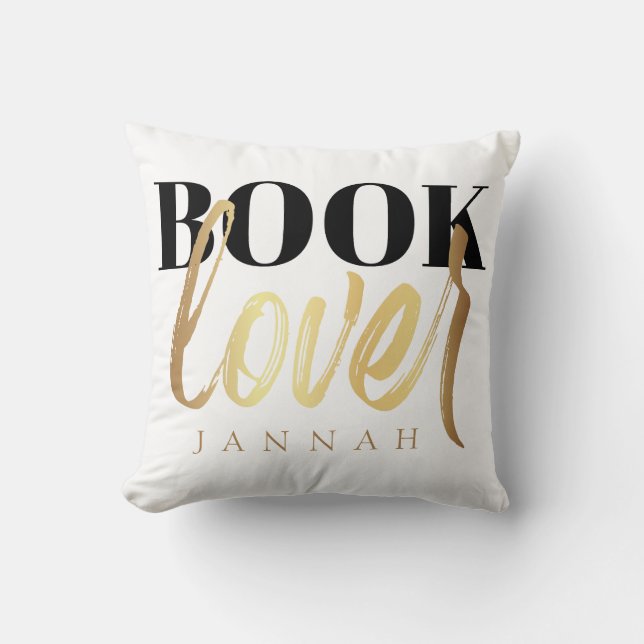 Name des Nerds "Lover Black Script Book" Kissen (Vorderseite)