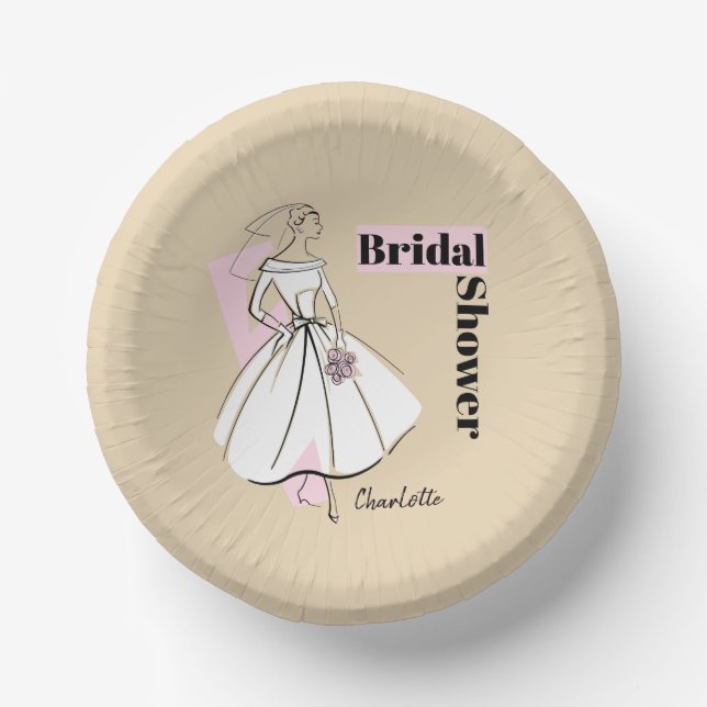 Name des neutralen Brautparty der Mode-Bride Pappteller (Vorderseite)