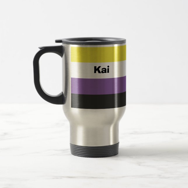 Name des nicht binären Strichs oder Monogramms Reisebecher (Links)