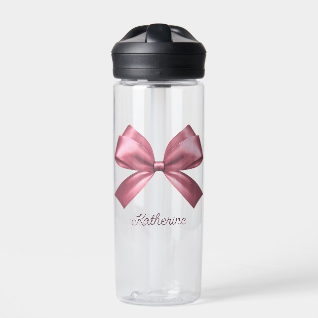 Name des niedlichen Girl Pink Ästhetik Bow Trinkflasche (Vorderseite)