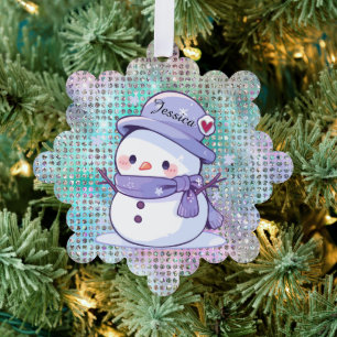 Name des niedlichen Herzschneeköneltyps Ornament Karte