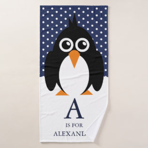 Name des niedlichen jungen Mannes Pinguin Badetuch Badehandtuch