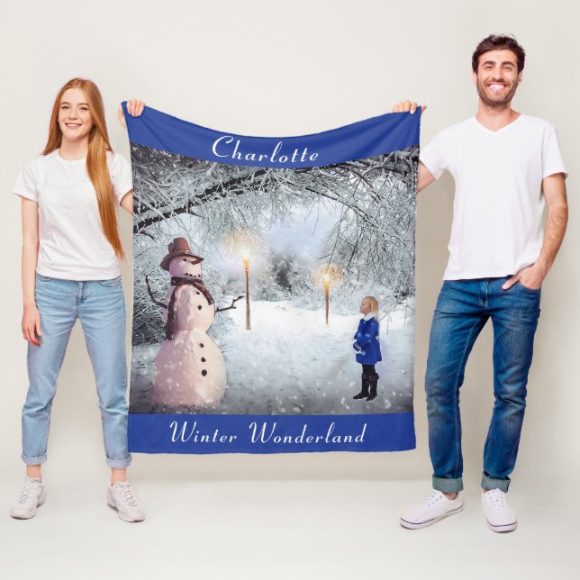 Name des niedlichen Kindes, Winterwunderland, Weih Fleecedecke (Beispiel)