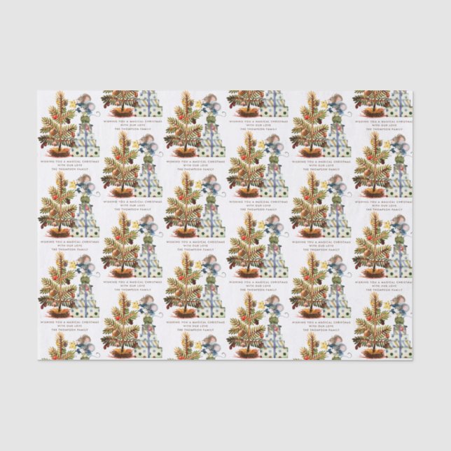 Name des niedlichen Mäuse-Weihnachtsbaumes Seidenpapier (Vorderseite)