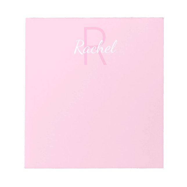 Name des niedlichen Mit Monogramm Mädchens | Rosa  Notizblock (Vorderseite)