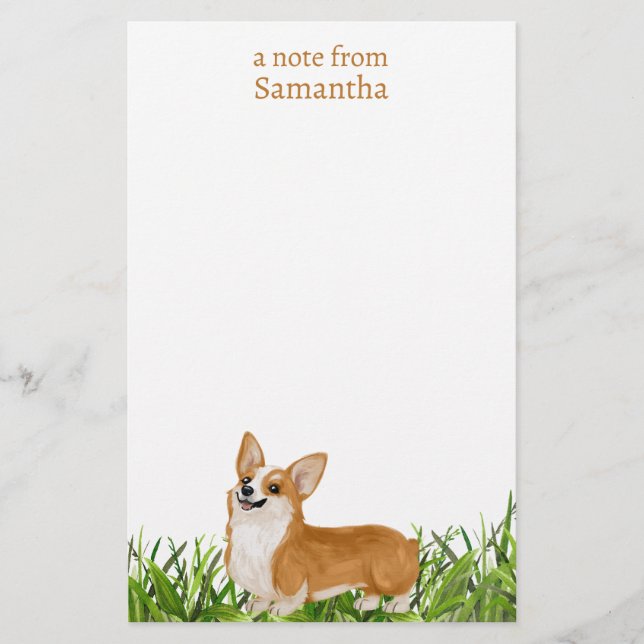 Name des niedlichen Pembroke Corgi Dog Monogram Briefpapier (Vorderseite)
