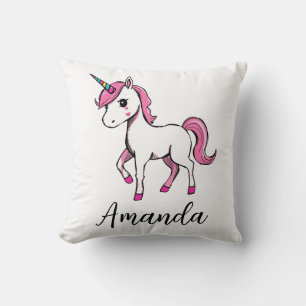 Name des niedlichen rosa Einhorn-Cartoon Kissen