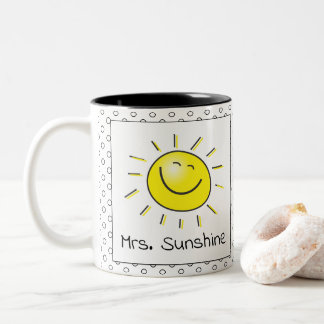 Name des niedlichen Sunshine Smile Face Lehrers Zweifarbige Tasse