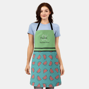 Name des niedlichen Watermelon-Musters Monogram Schürze