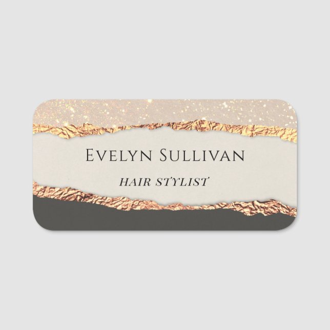 Name des Papiers "Gold Black Shimmer" Namensschild (Vorderseite)