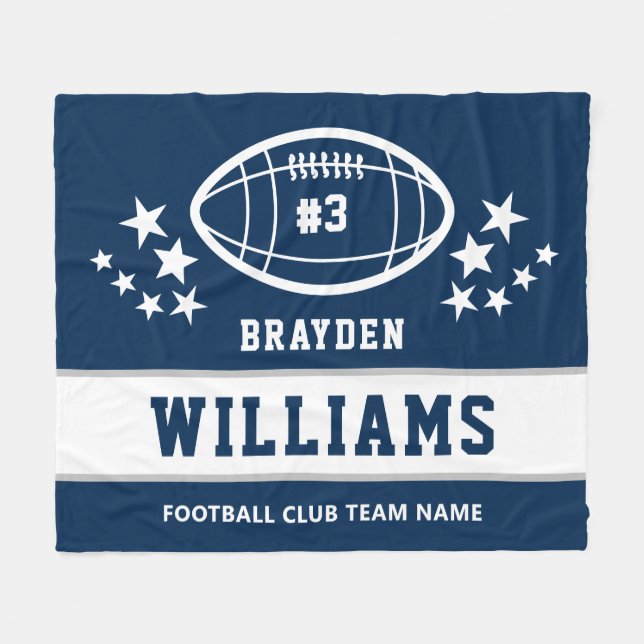Name des personalisiert Navy BlueWhite Football Sp Fleecedecke (Vorderseite (Horizontal))
