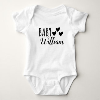 Name des personalisierten Baby-Jungen Hearts Baby Strampler