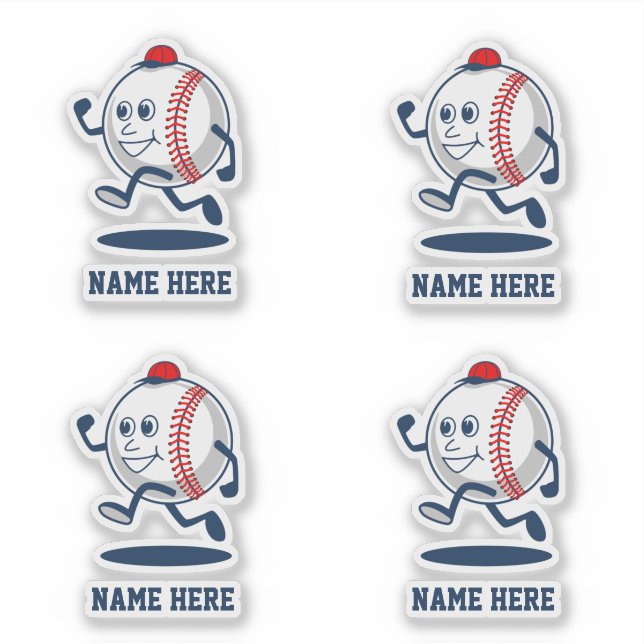 Name des personalisierten Baseball-Softball-Cartoo Aufkleber (Vorderseite)