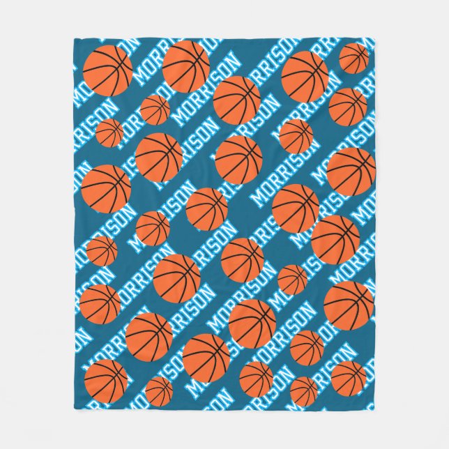 Name des personalisierten Basketballspielers Fleecedecke (Vorderseite)